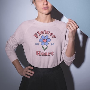 Floral Heart Sweatshirt: 90s Retro Flower Design