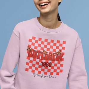 80s Butterfly Sweatshirt: Retro Graphic Tee, Spring Fashion
