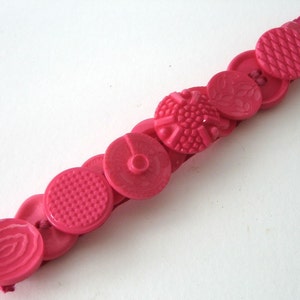 Button Bracelet in Bubble Gum Pink Snap On Casual Classy Gift for Women Retro image 3