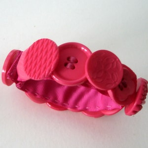 Button Bracelet in Bubble Gum Pink Snap On Casual Classy Gift for Women Retro image 2