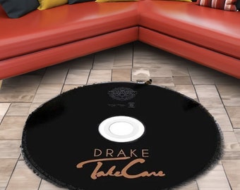 Drake Take Care Album Cover CD Vinyl Record Rug Carpet Rap Artist Room Decor Music Black Mat Floor Living Room Bedroom Teen Gift Home Tuff