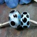 Sky Blue and Black Dot Duo - Handmade Lampwork PANDORA Series Slider Bracelet Bead For Your Pandora Trollbead Biagi Bracelet Or Necklace By Covergirlbeads SRA