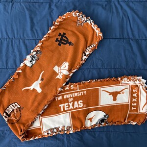 University of Texas Longhorns Fleece Scarf Frenchbraided by Hand 9”x 58”. Handmade.