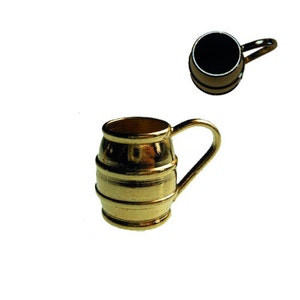TINY + SHINY Brass TANKARD Beer Mug Vintage Miniature / new old stock in original packaging / dollhouse blythe doll prop