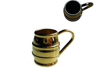 TINY + SHINY Brass TANKARD Beer Mug Vintage Miniature / new old stock in original packaging / dollhouse blythe doll prop