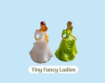 6pcs TINY Formal Women Miniatures / wedding shower favors / cake toppers, dollhouse, mini scene, craft figure / tiny princess