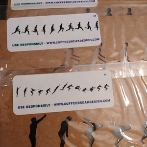 3pc IN MOTION Stencils / man jumping, running, walking / coffee break design / stencil for scrapbook, junk journal, altered art, mixed media