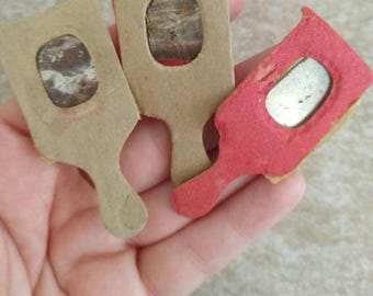 1940s 5pc Doll Hand Mirrors Vintage Cardboard Miniatures / vintage carnival prize doll mirrors / made  in Japan