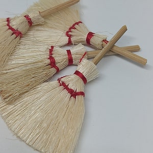 4pc Flat Broom 2.5&quot; Miniatures / witch broomstick, Halloween, dollhouse
