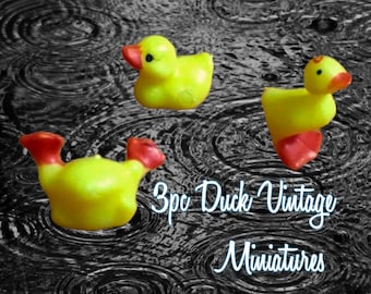 3pc Set of CUTE Vintage Craft Miniature Yellow Ducks Ducklings, swimming, new old stock, new in package, bulk discount