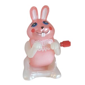 1pc BARB the BUNNY Wind Up Flipping Toy / new old stock / out of production / pink plastic rabbit