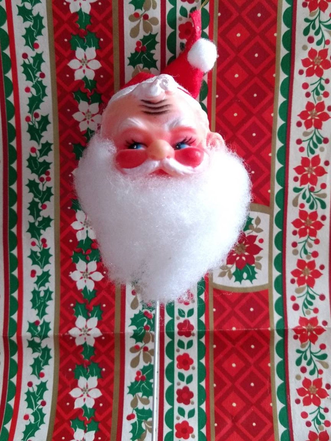 1pc Vintage Santa Doll Head Pick, Vinyl Face With Beard and Felt Hat Etsy