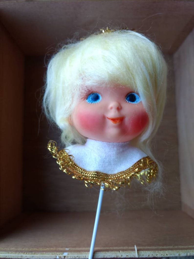 Vintage Vinyl Witch Head with White Hair