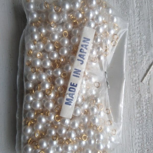 Unopened Package of Vintage Bead Connectors / made in Japan / faux pearl
