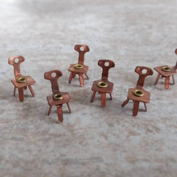 6pc Vintage TINY Little Swivel Chair Coppery Charms Pendants / retro pendant charm lot / new old stock / mini miniatures