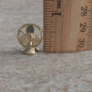 TINY + SHINY Brass FAN Vintage Dollhouse Miniature / new old stock in original packaging / number 1 fan! / Retro