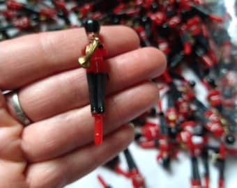 80pc LOT Vintage Marching Band Cake Picks Toppers / red and black / royal guard marching band / tiny jointed doll picks / READ DESCRIPTION