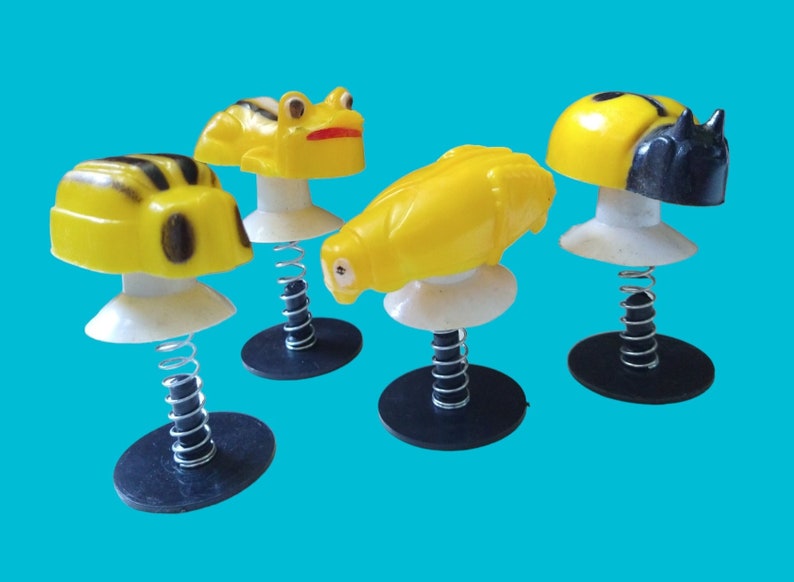 4pc Vintage Jumping Insect Spring-loaded Toy / Ladybug, Beetle, Cricket ...