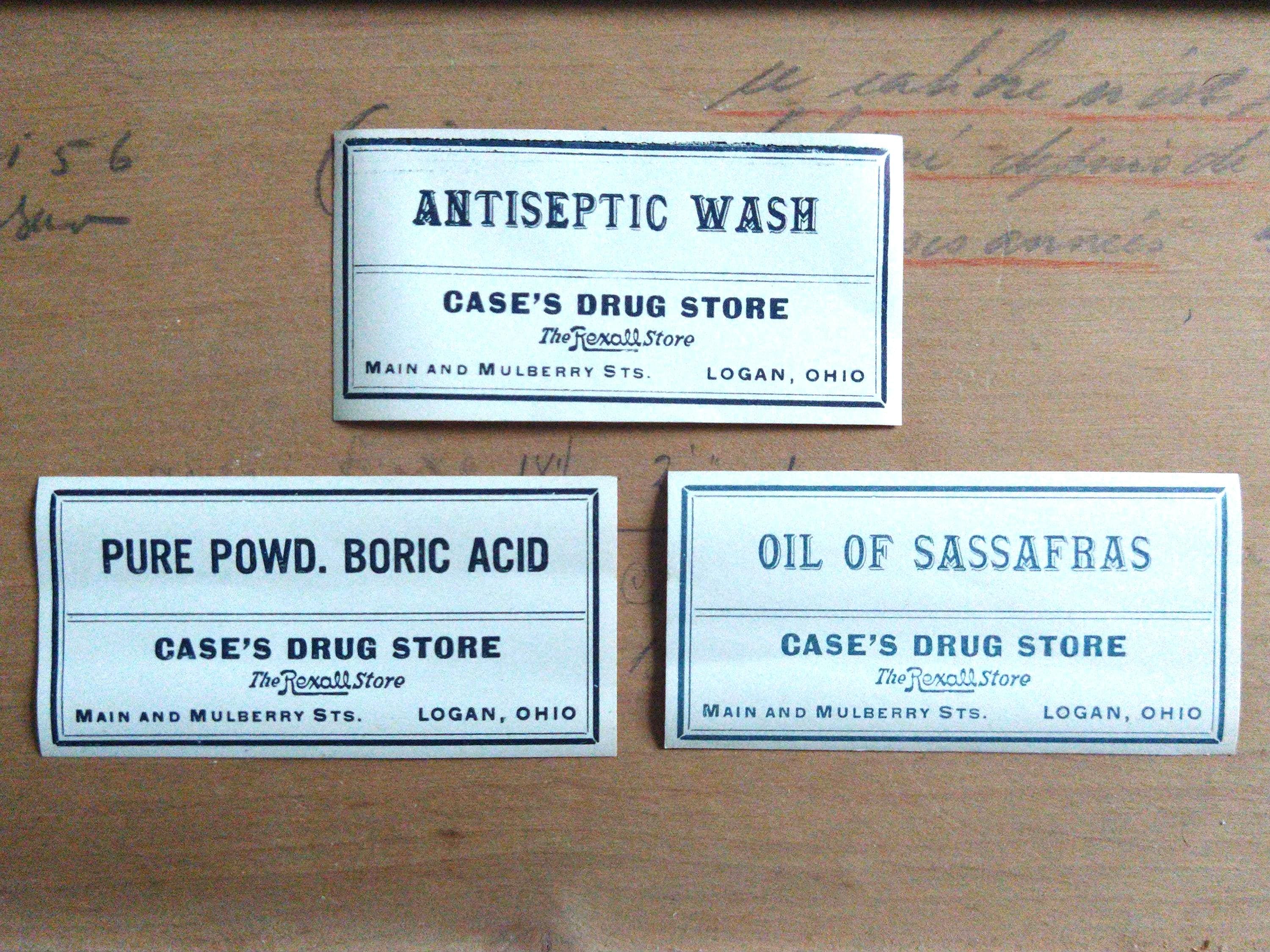 20pc AUTHENTIC Vintage Pharmacy Labels : CHOICE Antiseptic Wash