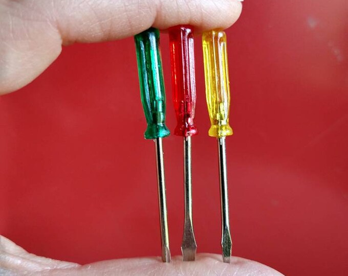 Vintage Miniature Screwdriver Set Keychain / Flathead Phillips