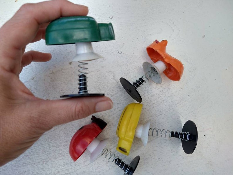 4pc Vintage Jumping Insect Spring-loaded Toy / Ladybug, Beetle, Cricket ...