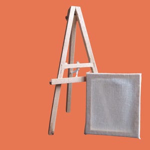 Dollhouse Miniature Wood EASEL with Blank Canvas / mini wooden easel