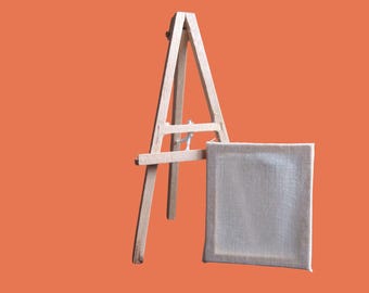 Dollhouse Miniature Wood EASEL with Blank Canvas / mini wooden easel