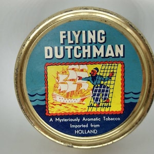 FLYING DUTCHMAN Vintage Tobacco Tin / Paper Label / Holland / Mysterious