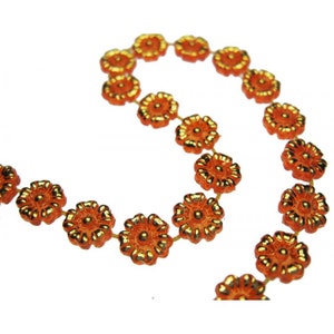 5 YARDS of Kitschy Orange Plastic Flower VINTAGE Trim / fall, Halloween, garland, junk journal embellishment, make a beaded curtain image 3