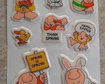 Vintage Sheet of ZIGGY Easter Puffy Stickers / Tom Wilson / spring springtime Easter eggs / new old stock / Universal Press