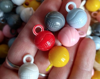 10pc Volleyball VINTAGE Plastic Gumball Charms / assorted colors / new old stock / Vending Machine prizes, party favors