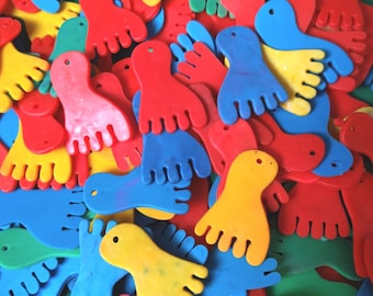 10pc Rubbery Colorful Feet Vintage Charms / vending gumball prizes / new old stock