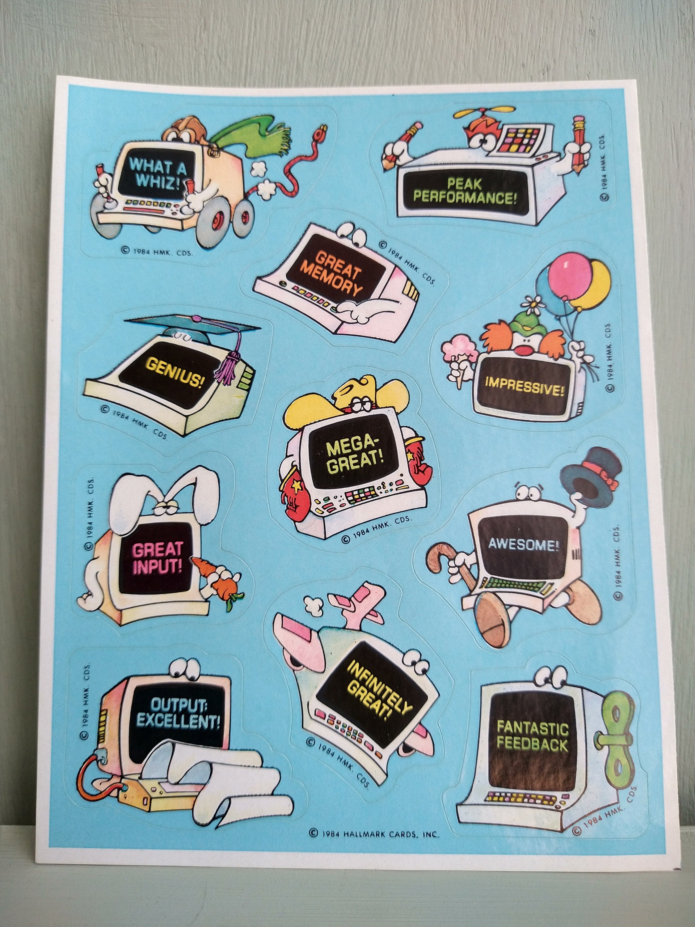 1980s COMPUTER Stickers : TWO Sheets of Vintage Stickers / Retro School ...
