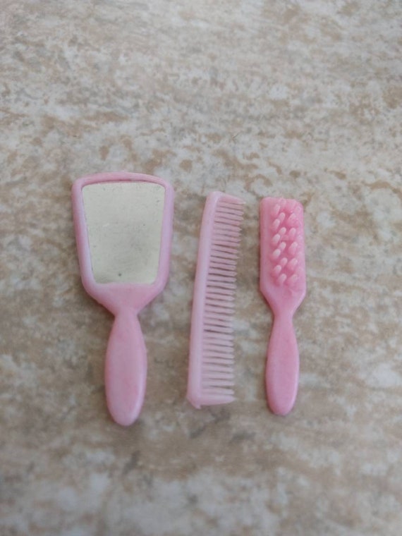 Miniature Plastic Doll Combs Brush Hand Mirror Doll Vanity