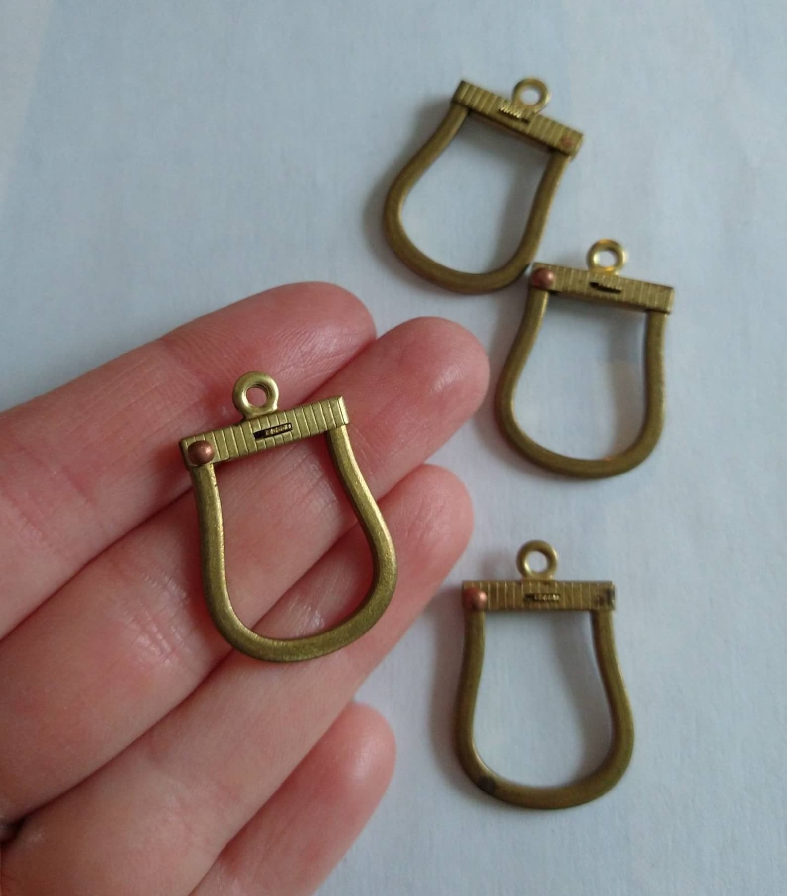 4pc Vintage Brass Latchtop Keychain Findings / Charm Holder Etsy