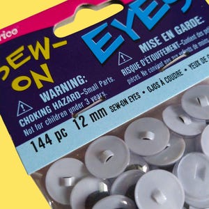 144pc Sew-on Wiggle Googly Eyes MEGAPACK! / 12mm googly eye buttons to use on puppets, stuffies, sewable kitsch nonsense!