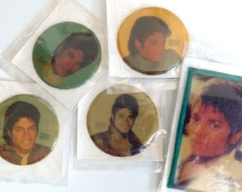 5pc MICHAEL JACKSON Vintage Puffy Stickers / gumball machine prize / new old stock / made in Taiwan