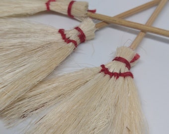 3pc Flat Broom 4" Miniatures / witch broomstick, Halloween, dollhouse