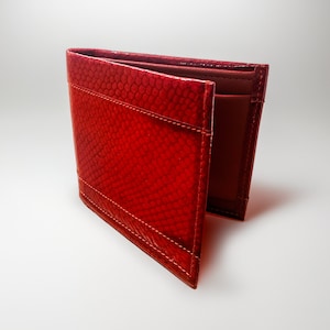 Salmon Leather Bifold Wallet with Coin Pouch