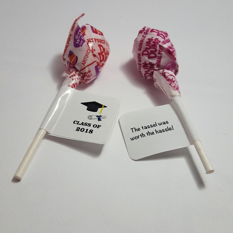 60 Personalized Graduation Lollipop Candy Wrappers Favor Labels Stickers Glossy