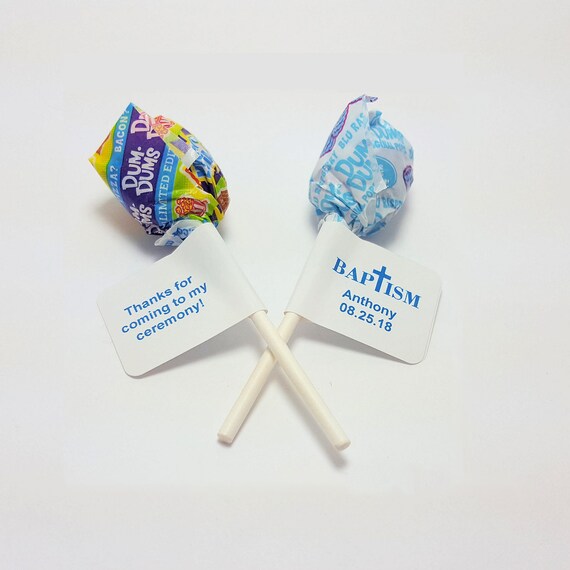 60 Personalized Christening Nugget Candy Wrappers Favor Labels Stickers Blue