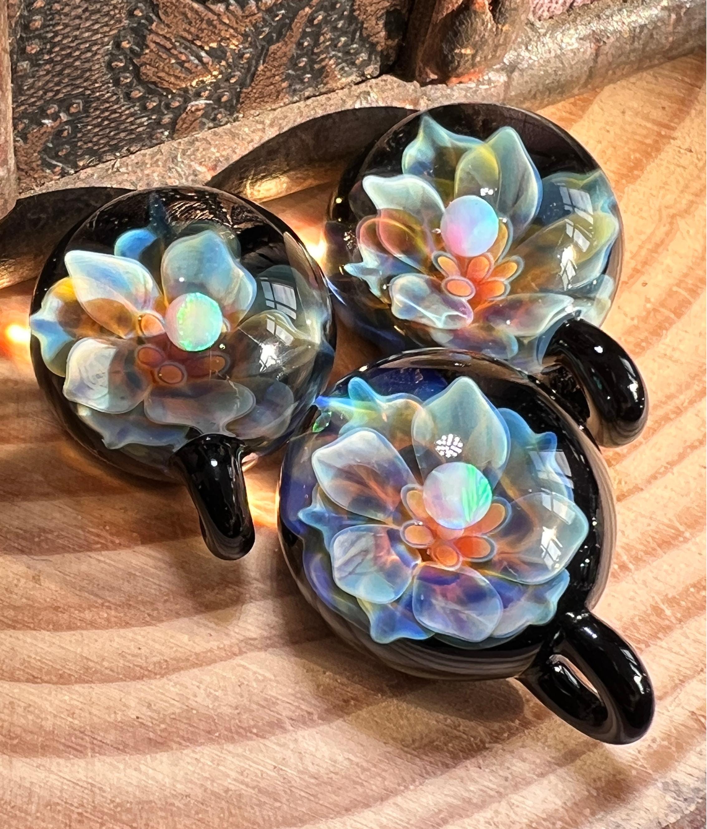 Blown Glass flower Pendant,Handmade Glass Necklace,Hand Blown Glass Flower Pendant Necklace,Anniversary Gift,Anniversary Gifts