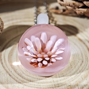 Hand Blown Glass Flower Pendants,Glass Flower Pendants,Pink Flower Necklace,Eternal Flower Art,Glass Flower Jewelry,Glass Art,Birthday Gifts