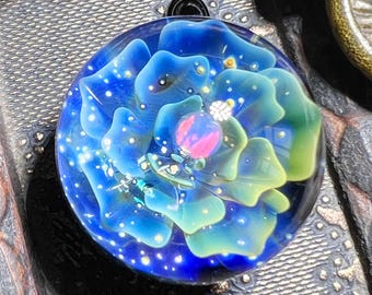 Flower Glass Pendant Necklace | Forever Flower Glass Pendant | Blown Flower Glass Pendant | Hand Flower Glass Pendant | Glass Flower Jewelry