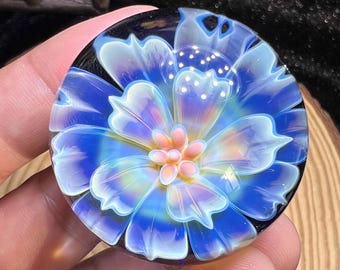 Flowers Glass Ball | Blown Flower Glass | Opal Flower Glass Ball | Handmade Glass Flower Art | Flower Glass Ornaments | Anniversary Gifts