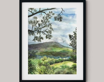 Chickamauga Georgia Art Print. North Georgia Mountains Artwork. Watercolor Print. Travel Room Decor.