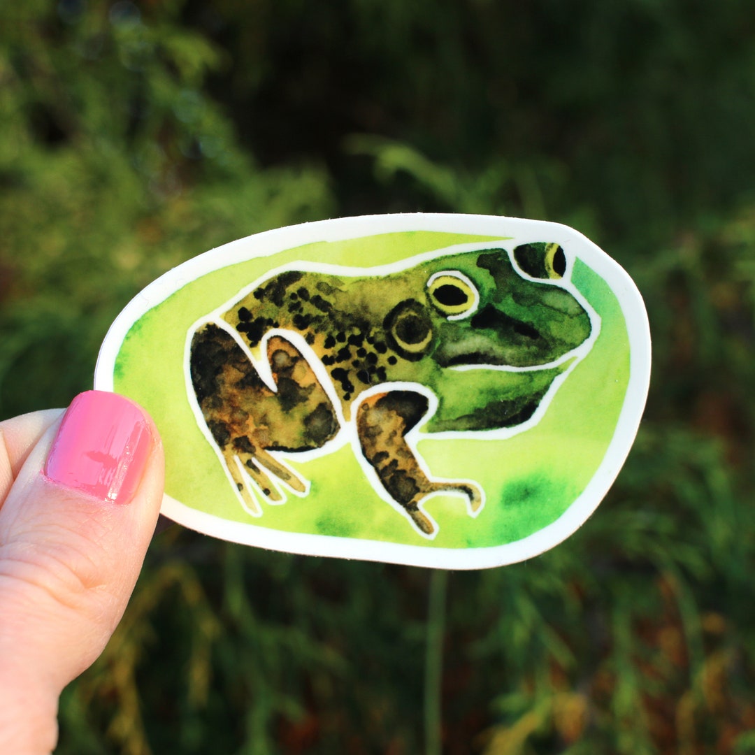 Watercolor Frog and Lilypad Sticker. Animal Vinyl Die Cut Sticker ...