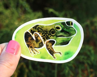 Sticker grenouille aquarelle : sticker nénuphar en vinyle, imperméable