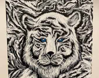 white tiger oil painting 16x20 canvas