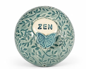 Ceramic Zen Butterfly Ritual Tool, Shamanic Meditation Rattle, Sound Healing Instrument for Yoga